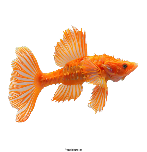 [Transparent Background PNG]Orange Fish Swimming White Background