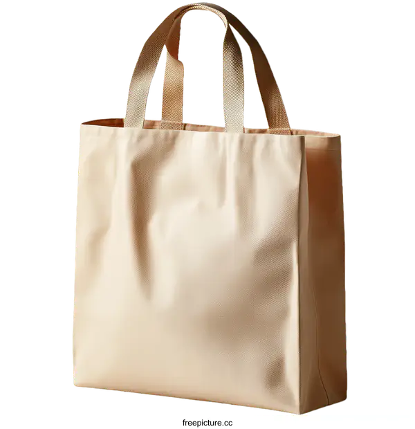 [Transparent Background PNG]Beige Tote Bag with Two Handles