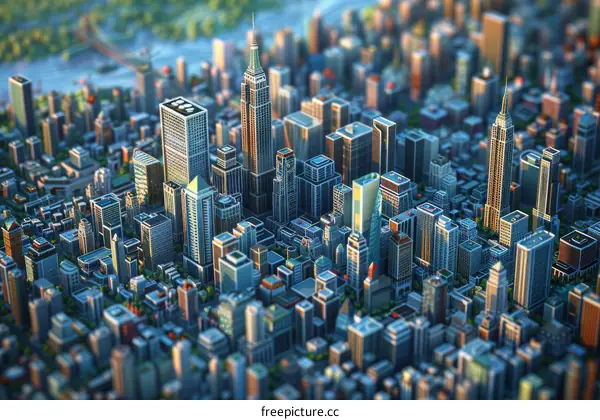 Pixelated New York City Skyline Illustration