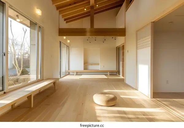 Modern Minimalist Japanese Style Home Interior Design with Wooden Floor and Natural Light