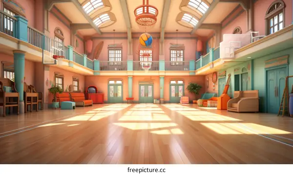 Empty School Gym Illustration