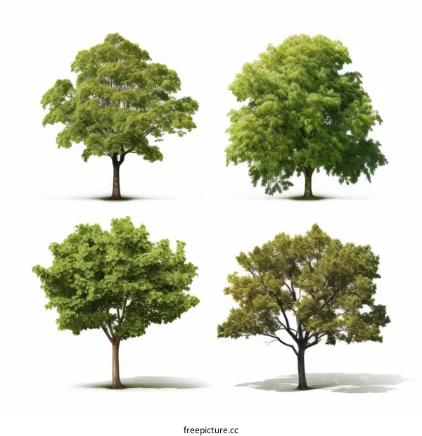 Four different types of trees