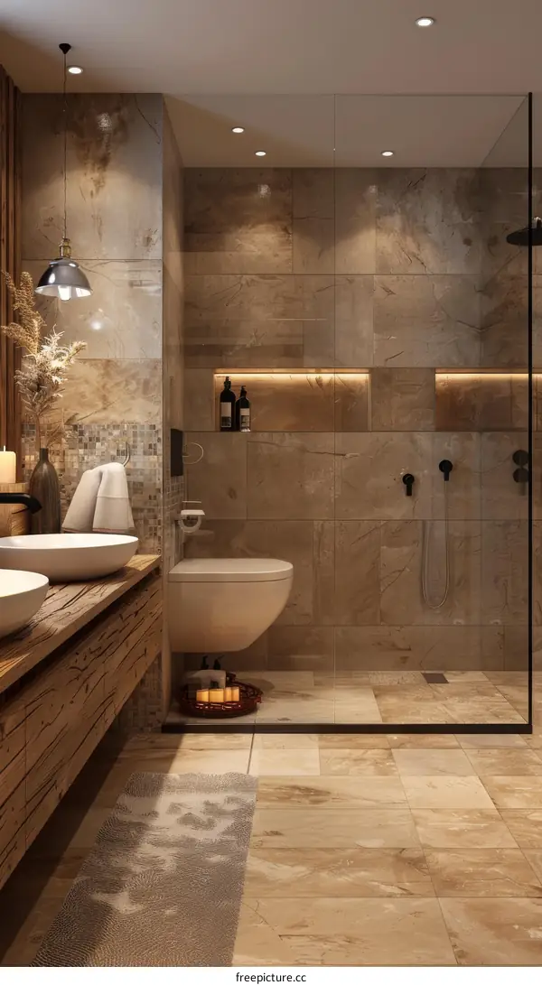 Modern Rustic Bathroom Design Illustration