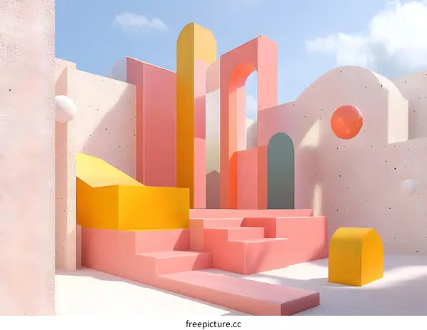 Abstract Geometric Shapes In Pastel Colors