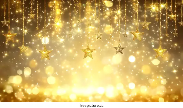 Golden Sparkling Stars Background
