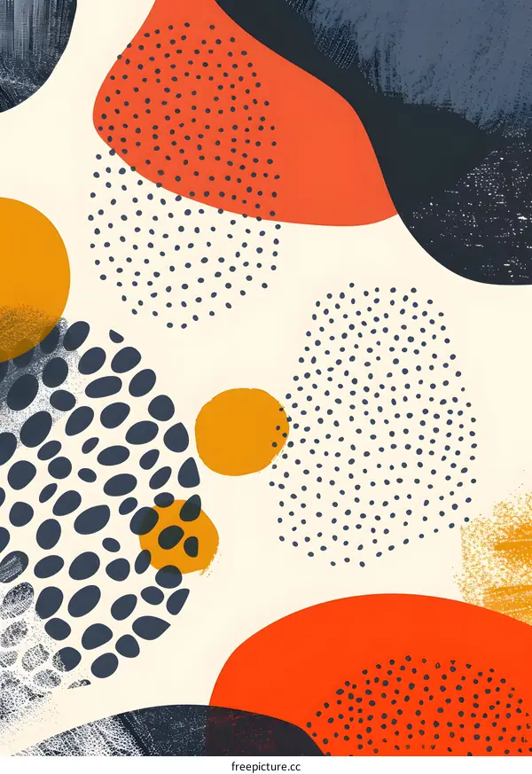 Abstract Background with Organic Shapes in Yellow Orange and Blue