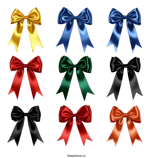 [Transparent Background PNG]Collection of Colorful Satin Ribbons