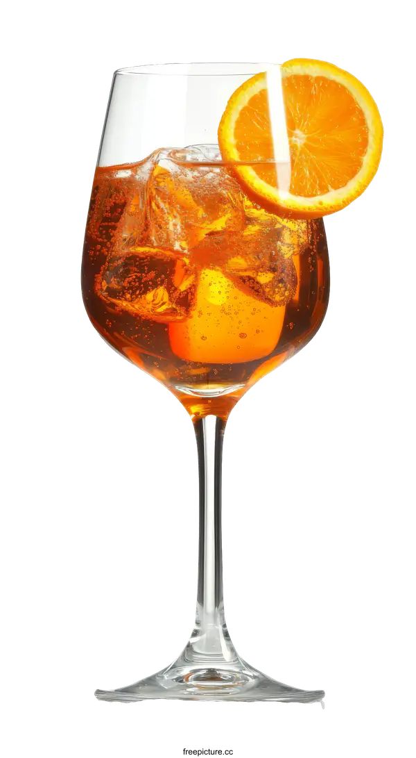 [Transparent Background PNG]Aperol Spritz Cocktail in a Glass