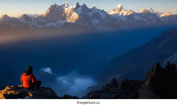 Majestic Mountain View with a Solitary Figure