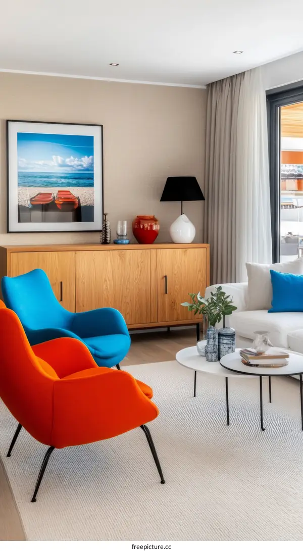 Modern Living Room with Vibrant Colors