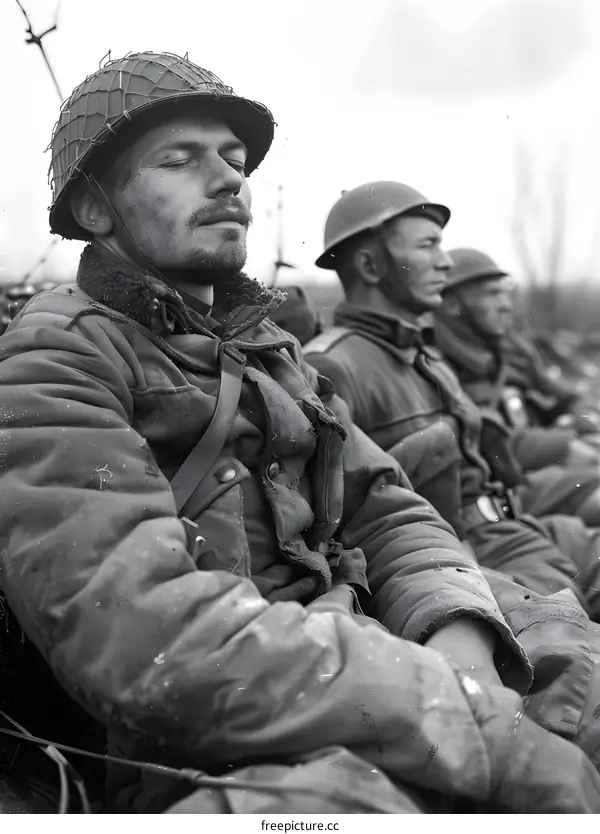 British soldiers relax during the Battle of Anzio, 1944