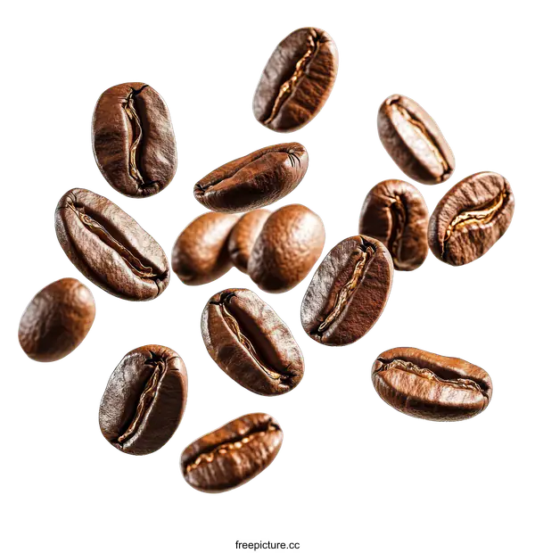 [Transparent Background PNG]Coffee Beans Falling in Motion