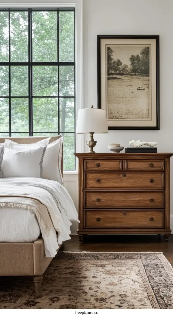 Elegant Bedroom Interior with Wooden Furniture