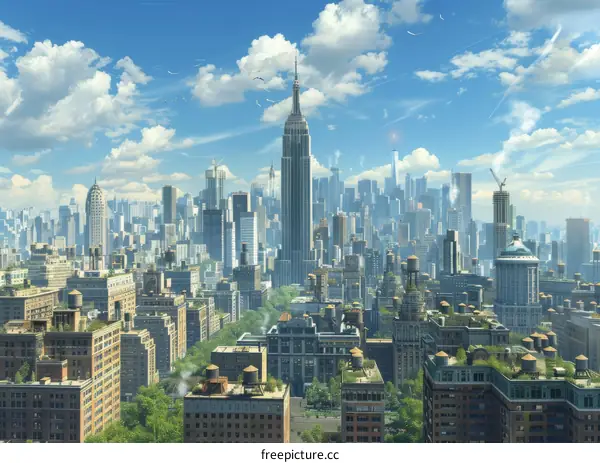 Futuristic City Skyline Illustration