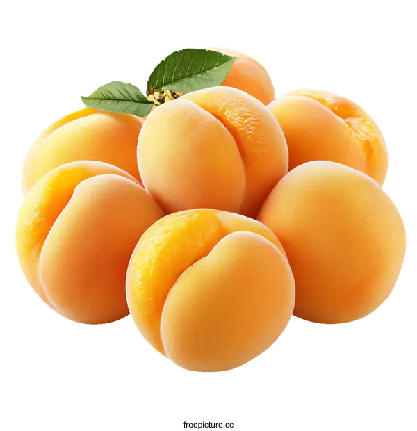 [Transparent Background PNG]Fresh Apricots Cluster Close-Up