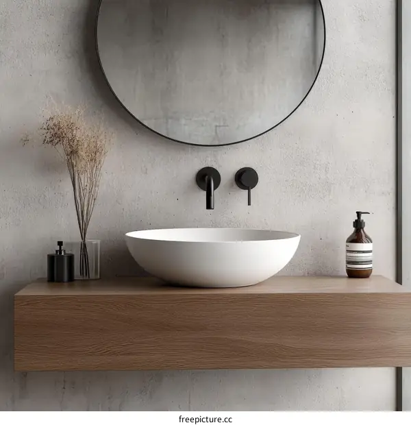 Modern Bathroom Vanity with White Vessel Sink