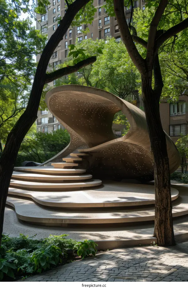 Wavy Concrete Amphitheater in Park
