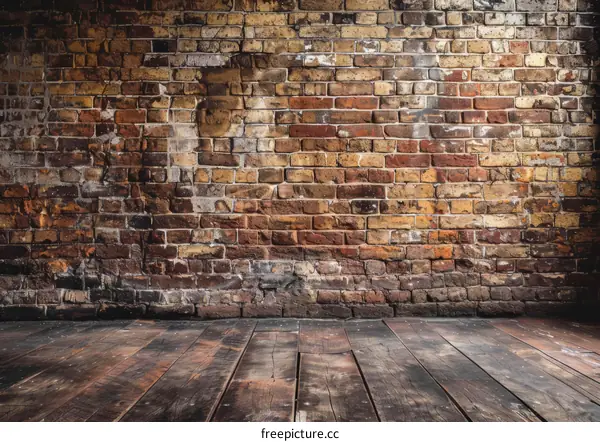 Vintage Brick Wall and Wooden Floor Background