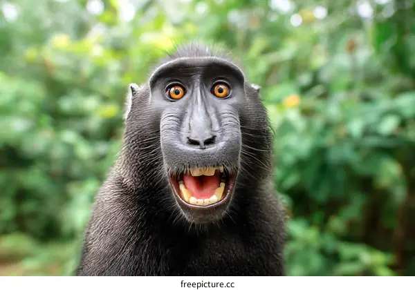 Close-up Portrait of a Surprised Monkey in Nature