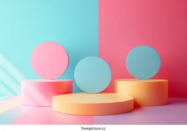 3D rendering of a podium with pastel colors