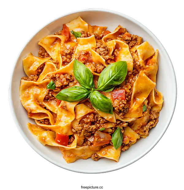[Transparent Background PNG]Delicious Italian Pasta with Bolognese Sauce