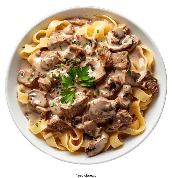 [Transparent Background PNG]Pasta with creamy mushroom sauce