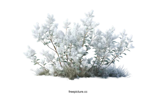 [Transparent Background PNG]Winter Snowy Plant Bush Illustration