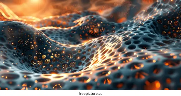 Abstract Futuristic Landscape with Glowing Lights