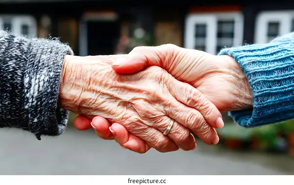 Elderly Hands in Affectionate Embrace