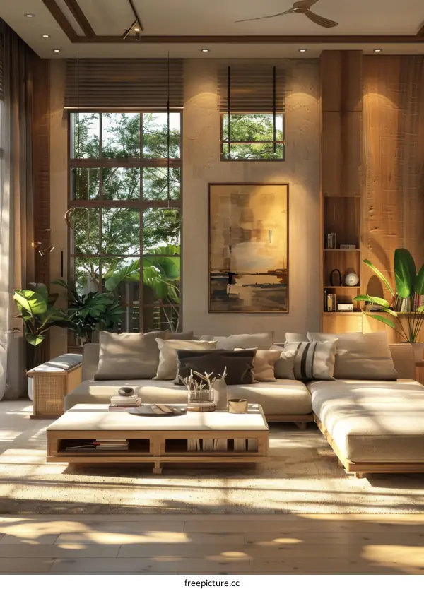 Modern Wooden Living Room Interior Design