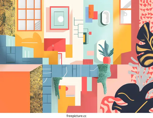 Abstract Geometric Shapes Colorful Illustration