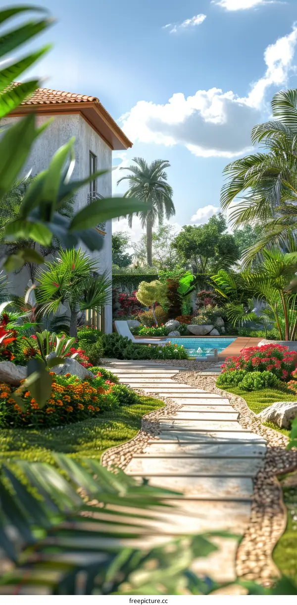 Pathway in a tropical garden