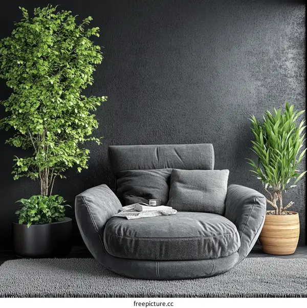 Modern Living Room Interior Design with Grey Armchair