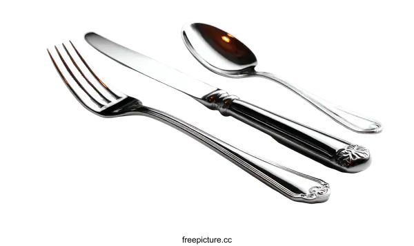 [Transparent Background PNG]Elegant Silverware Set on White Background