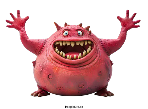 [Transparent Background PNG]Red Monster with Open Mouth