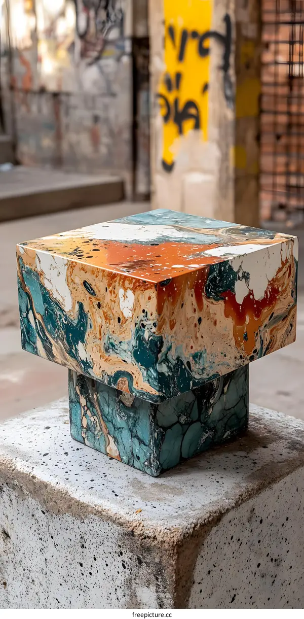 Abstract Urban Art Sculpture Made of Concrete