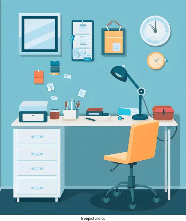 Simple Illustration of an Office Workspace