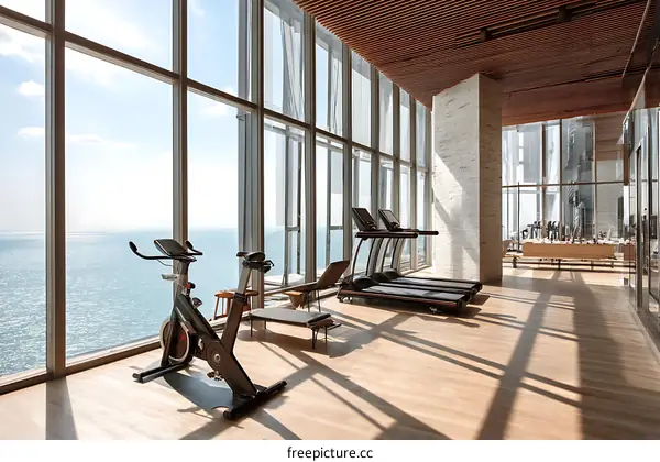 High-Rise Fitness Center with Panoramic Ocean Views
