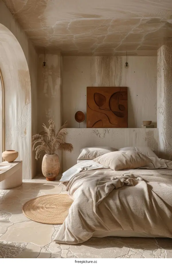 Beige Minimalist Bedroom Interior Design