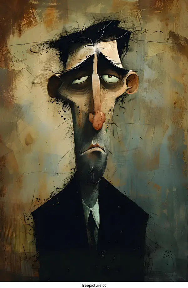 Digital Illustration Of A Man With A Sad Expression
