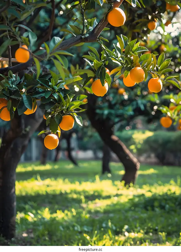 Orange Tree Branches With Ripe Fruit