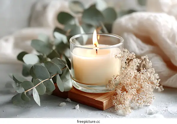Aromatic Candle with Eucalyptus and Dried Flowers
