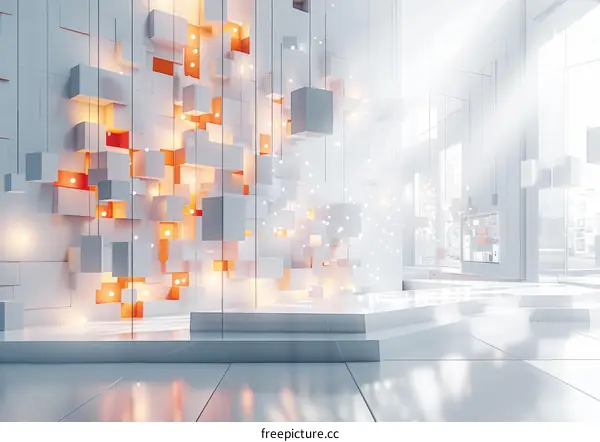 Futuristic Geometric Shapes in a Modern Space