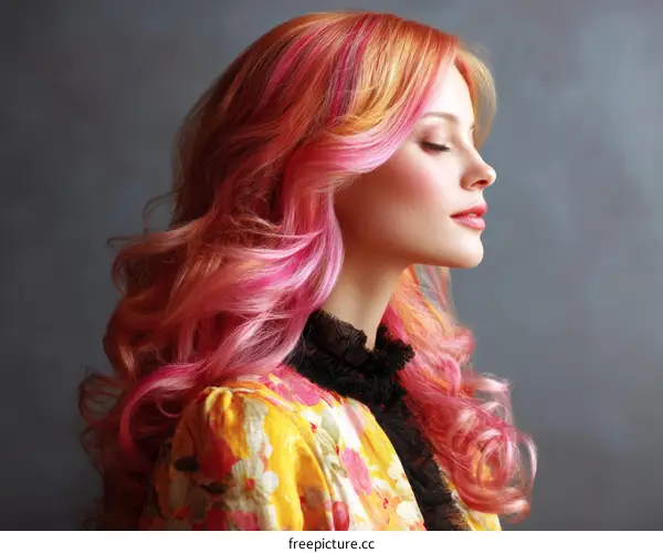 Stylish Woman with Vibrant Hair