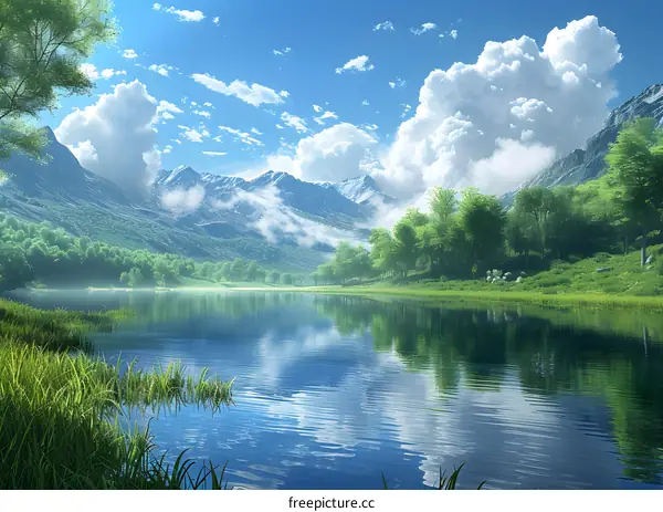 The lake is so peaceful