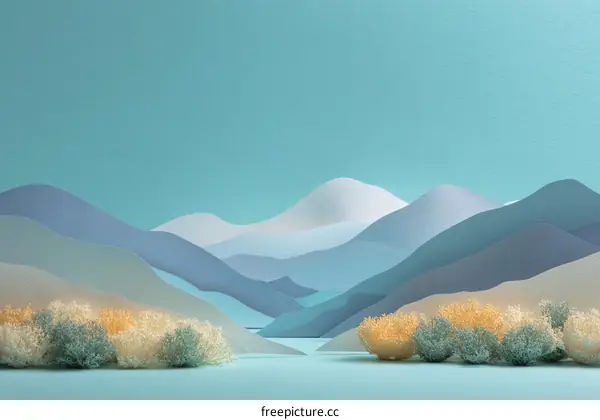 Abstract Pastel Mountainscape Illustration