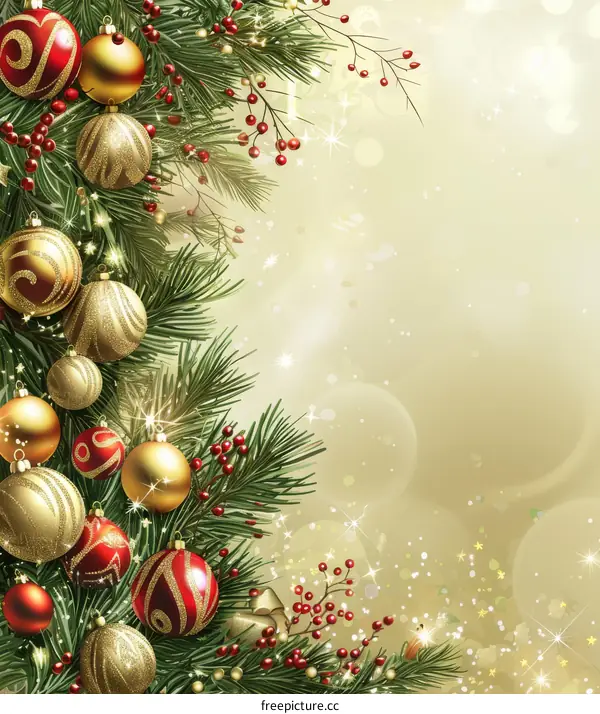 Christmas Tree Branch with Festive Decorations