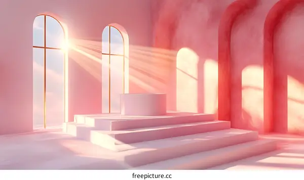 Pink Minimalist Room Interior Scene