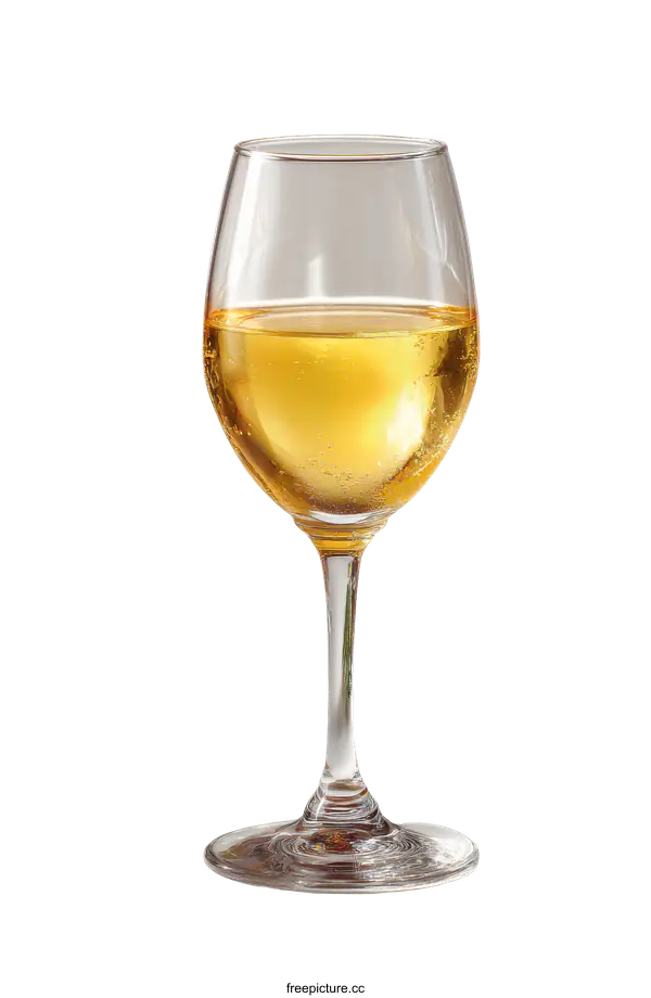 [Transparent Background PNG]Elegant Wine Glass with Golden Liquid