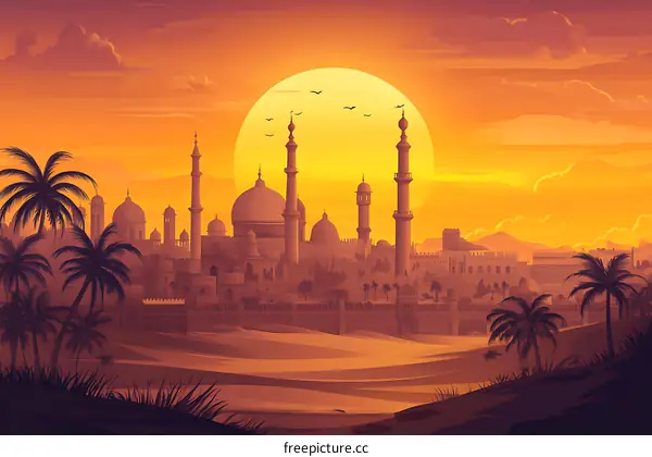 Silhouette of Cityscape With Sunset